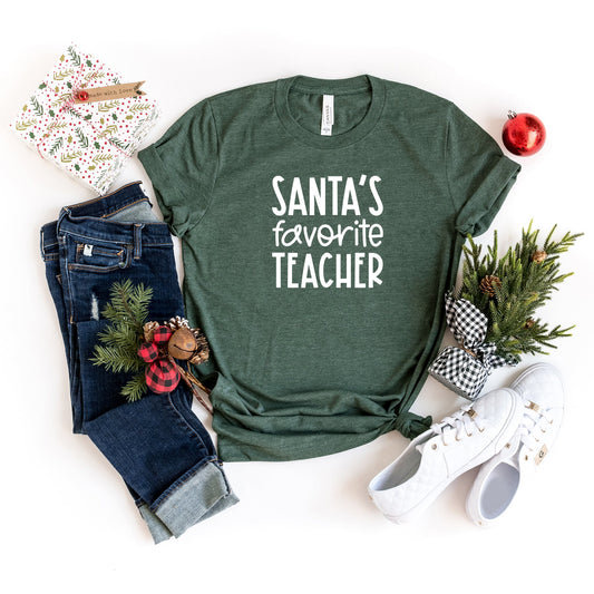 Santa's Favorite Teacher | Short Sleeve Crew Neck