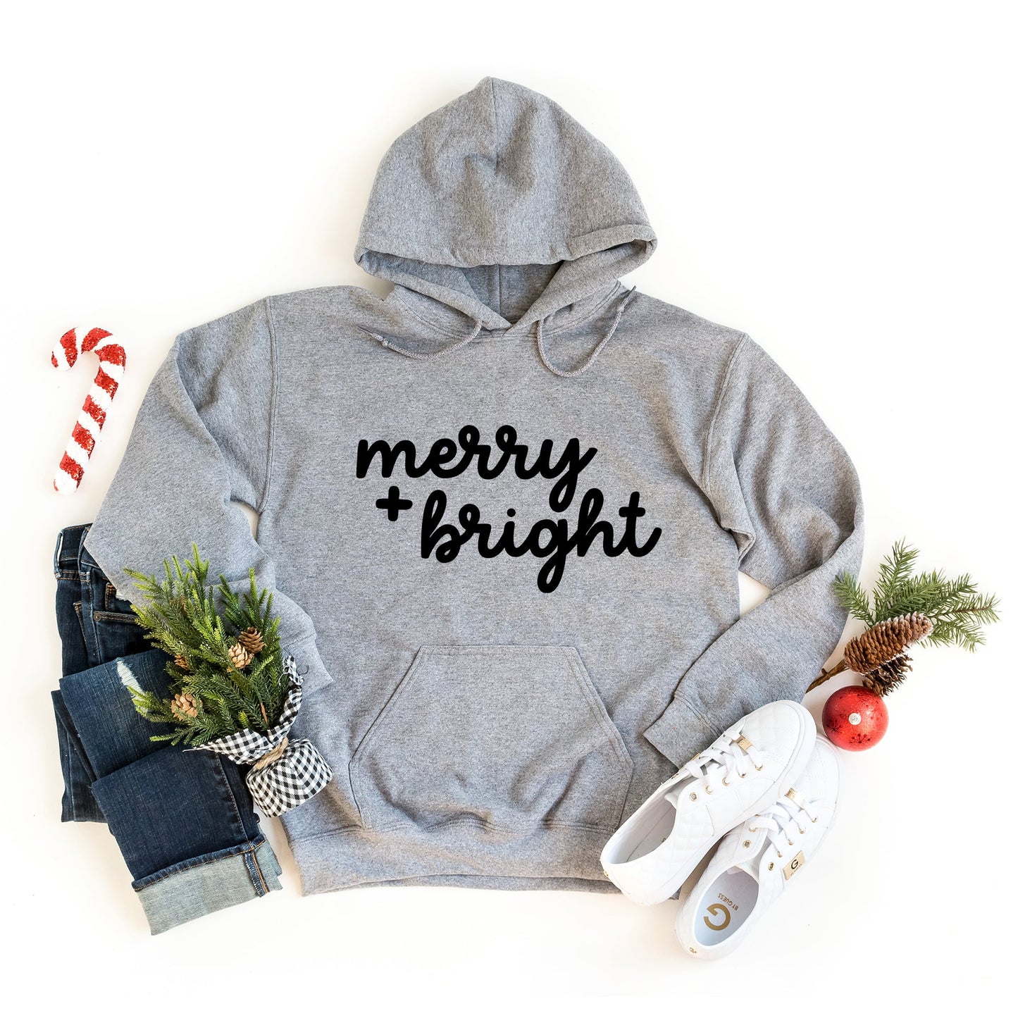 Merry And Bright Bold Cursive | Hoodie