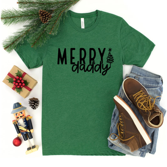 Merry Daddy Tree | Short Sleeve Crew Neck