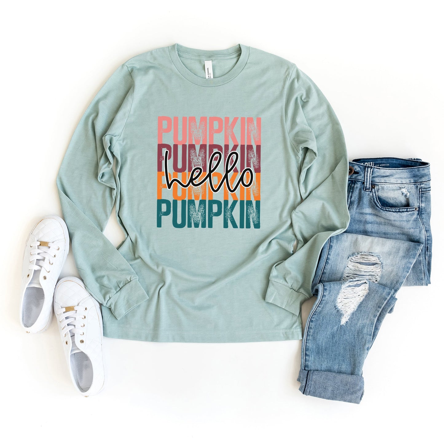 Hello Pumpkin Stacked | Long Sleeve Crew Neck