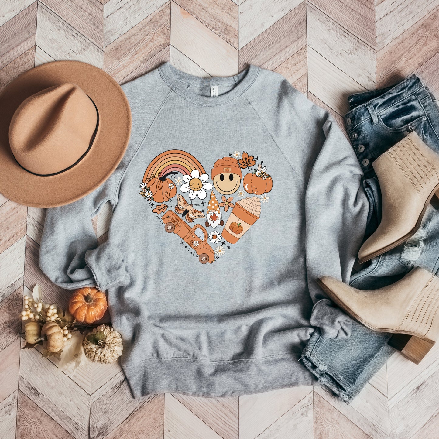 Fall Collage Heart | Bella Canvas Sweatshirt