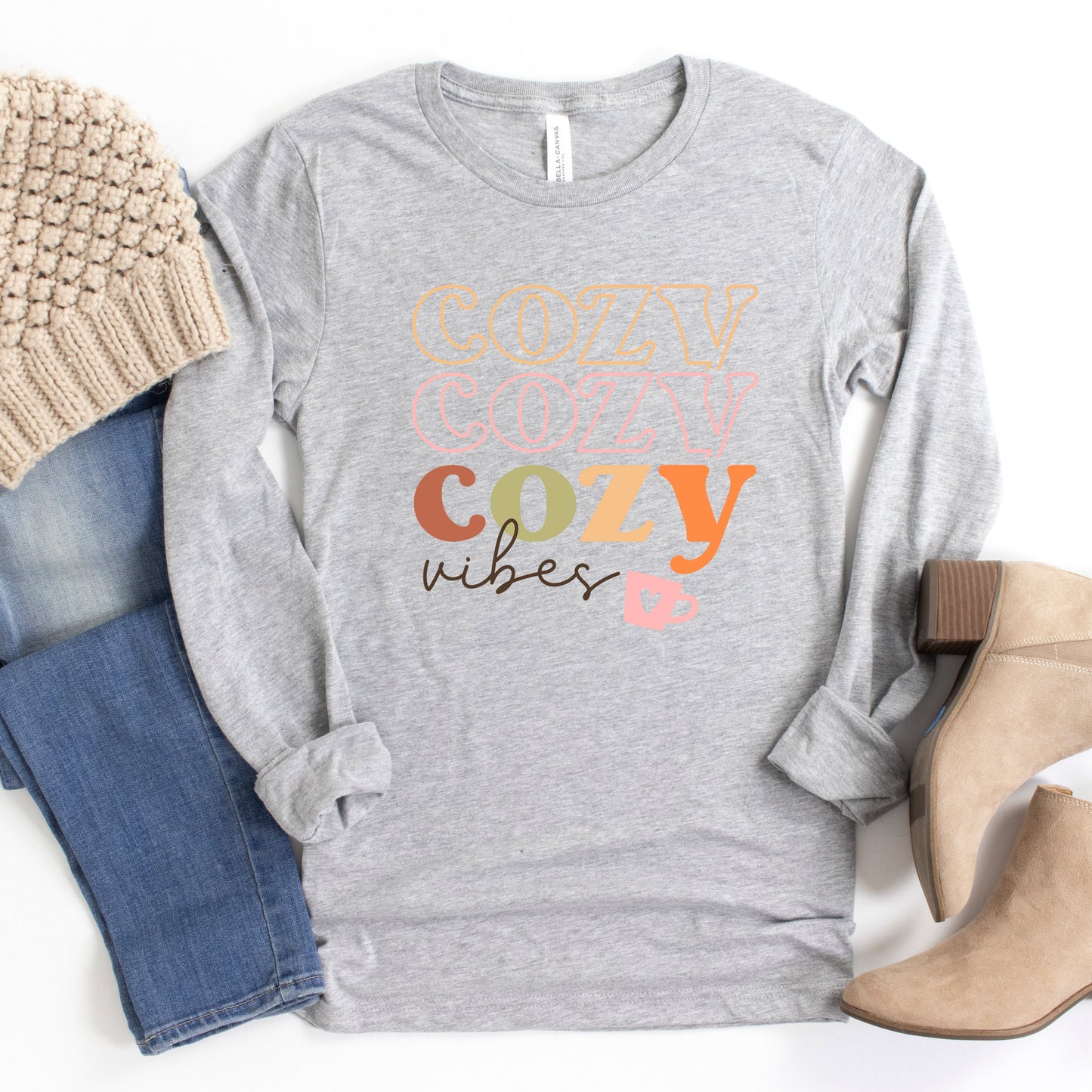 Cozy Vibes Stacked | Long Sleeve Crew Neck