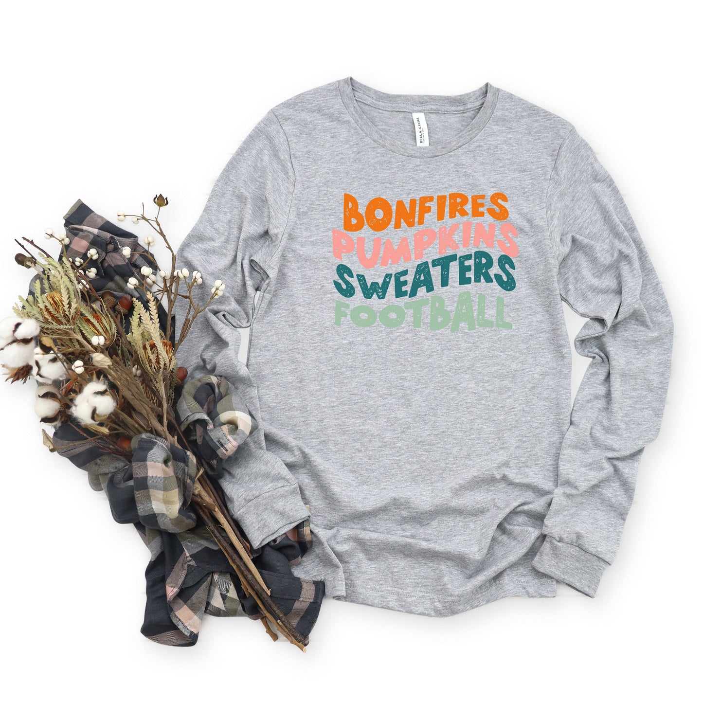 Bonfires Pumpkins Sweaters Football | Long Sleeve Crew Neck