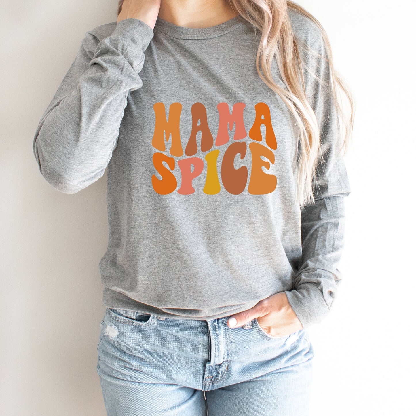 Mama Spice Wavy Colorful | Long Sleeve Crew Neck