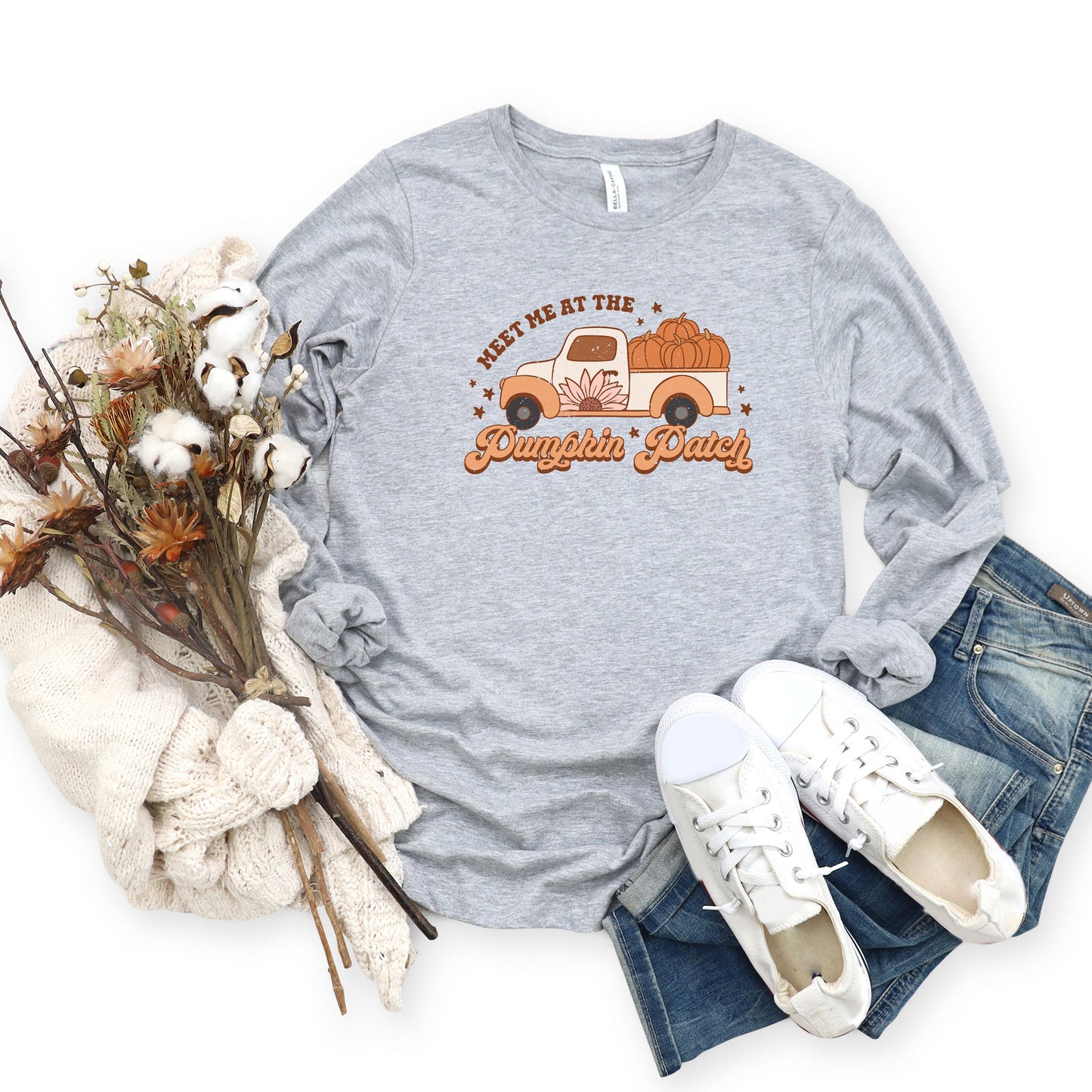 Meet Me At The Pumpkin Patch Colorful | Long Sleeve Crew Neck