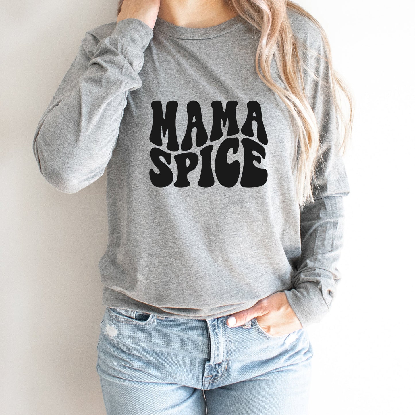 Mama Spice Wavy | Long Sleeve Crew Neck