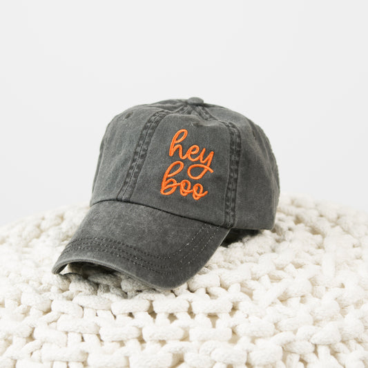 Embroidered Hey Boo | Canvas Hat