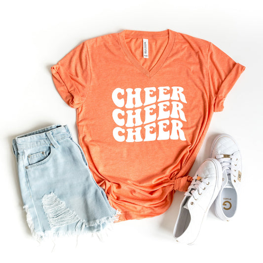 Cheer Stacked Wavy | Short Sleeve V-Neck