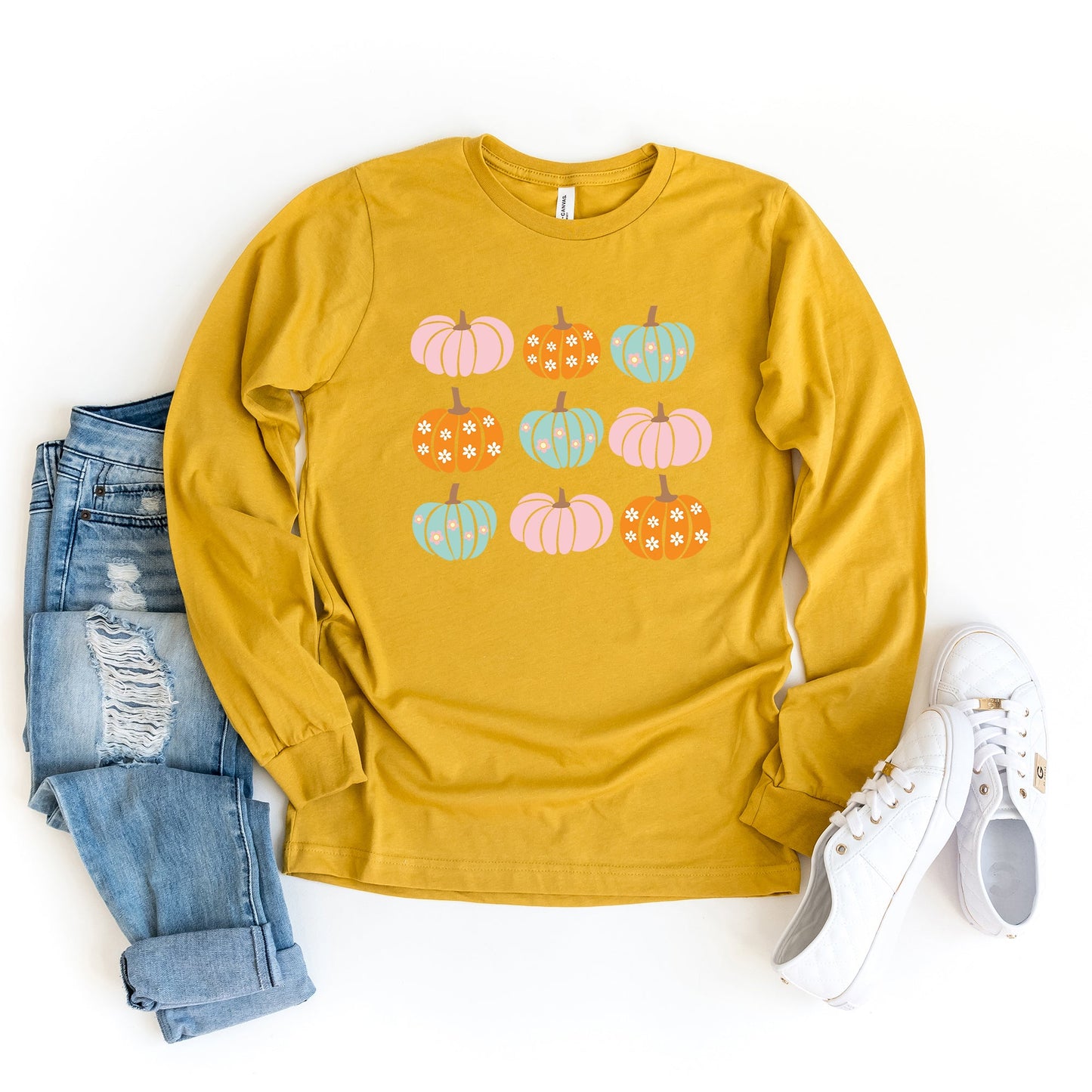 Floral Pumpkins Chart | Long Sleeve Crew Neck