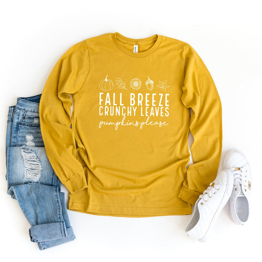 Fall Breeze Crunchy Leaves | Long Sleeve Crew Neck