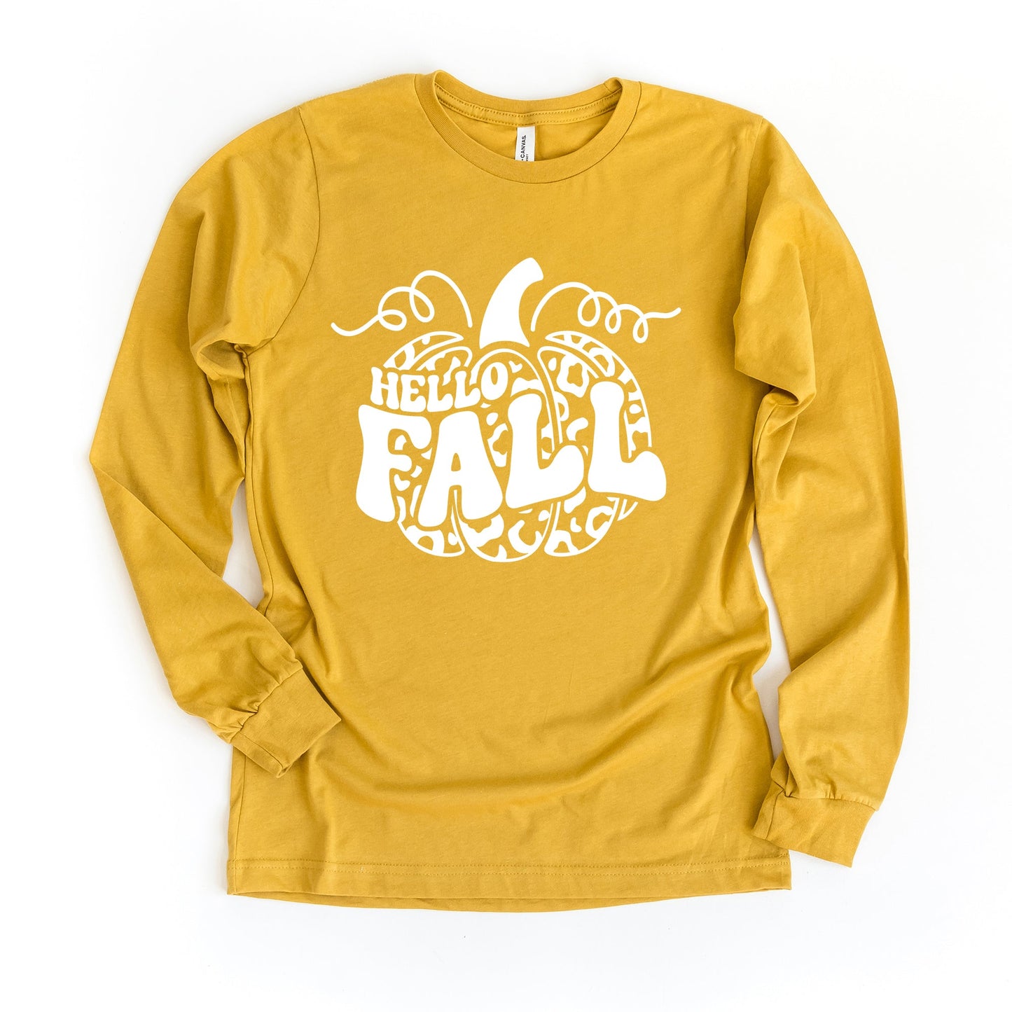 Hello Fall Leopard Pumpkin | Long Sleeve Crew Neck