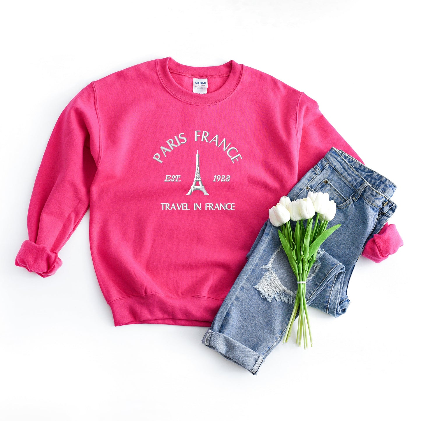 Embroidered Paris France | Sweatshirt