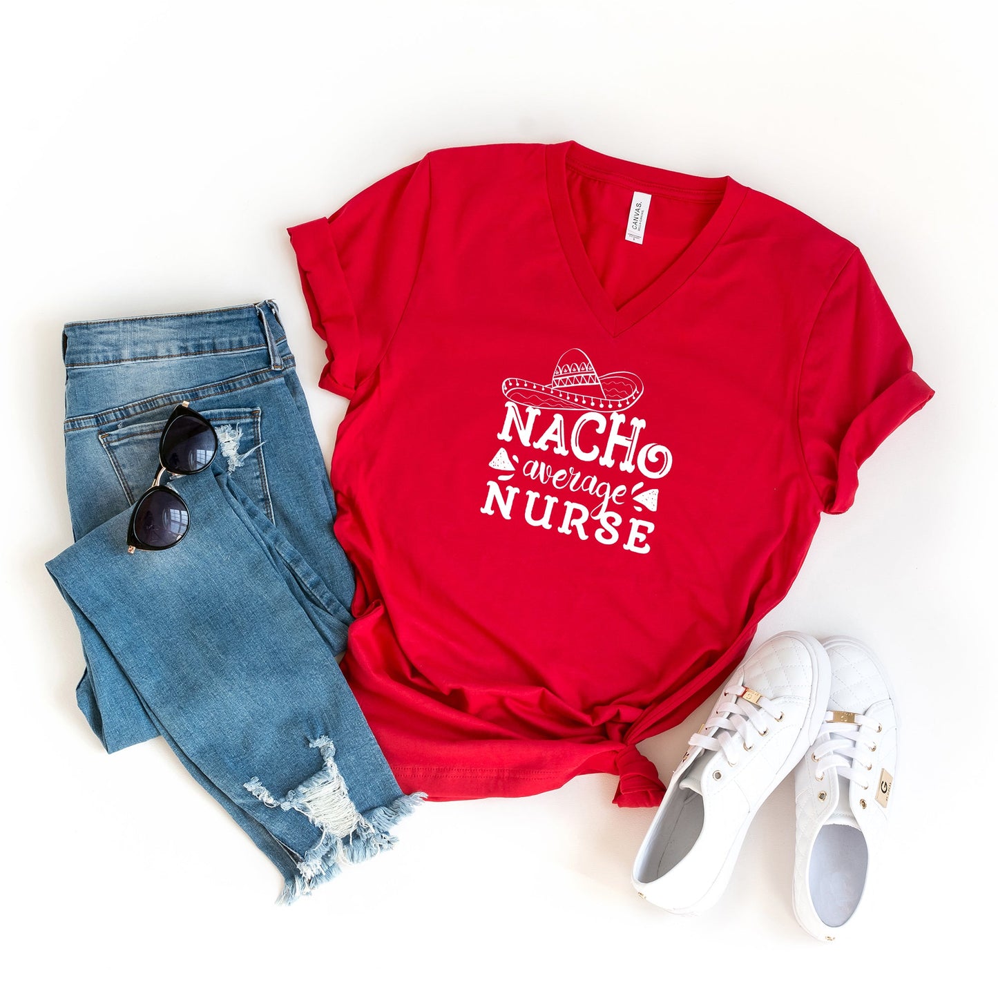 Nacho Average Nurse | V-Neck Graphic Tee