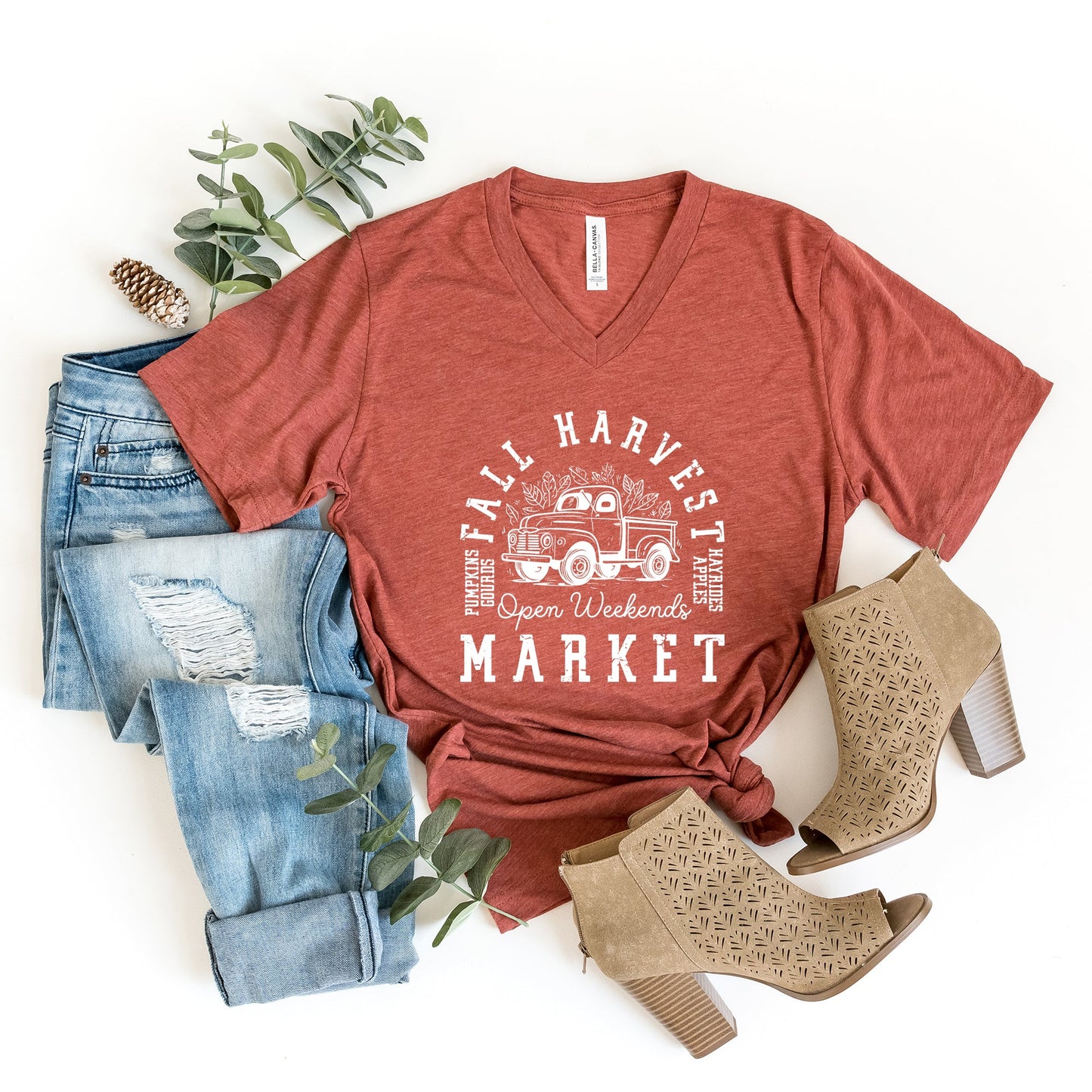 Fall Harvest Market | Short Sleeve V-Neck