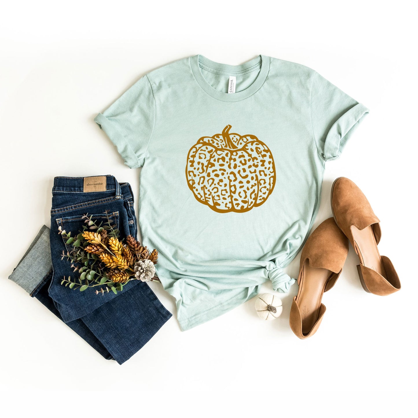 Brown Leopard Pumpkin | Short Sleeve Crew Neck