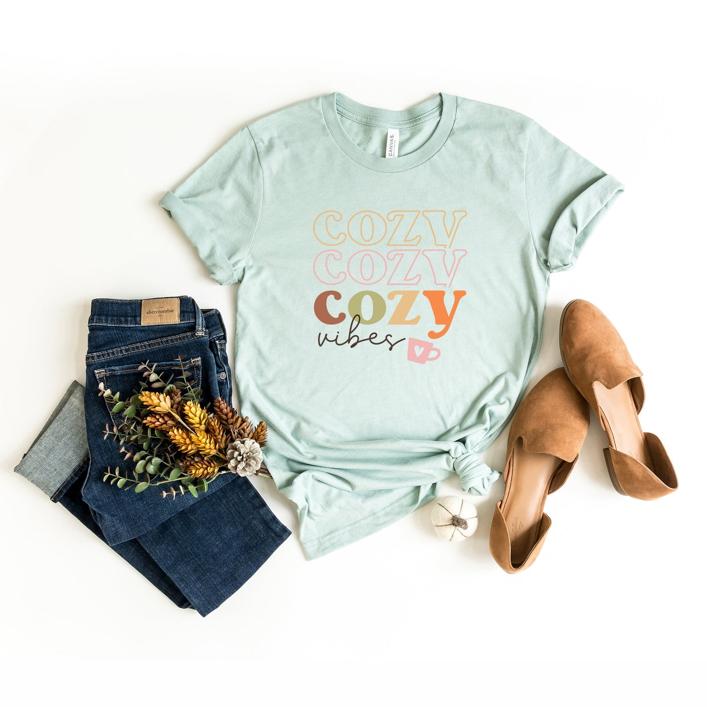 Cozy Vibes Stacked | Short Sleeve Crew Neck