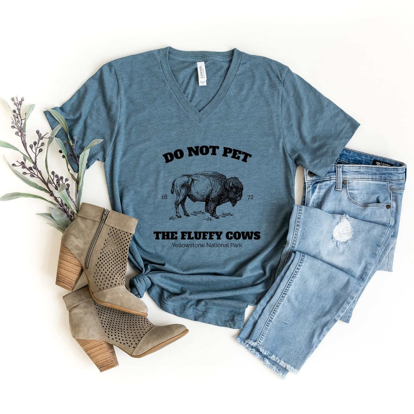 Yellowstone Fluffy Cows | Short Sleeve V-Neck