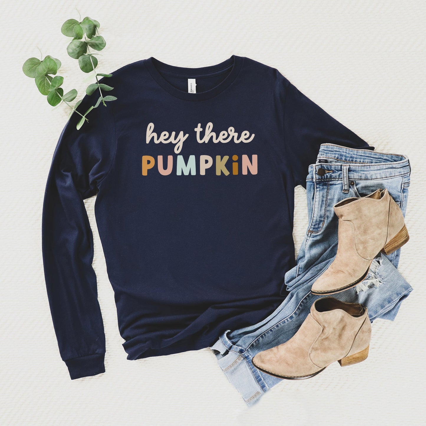 Hey There Pumpkin Colorful | Long Sleeve Crew Neck