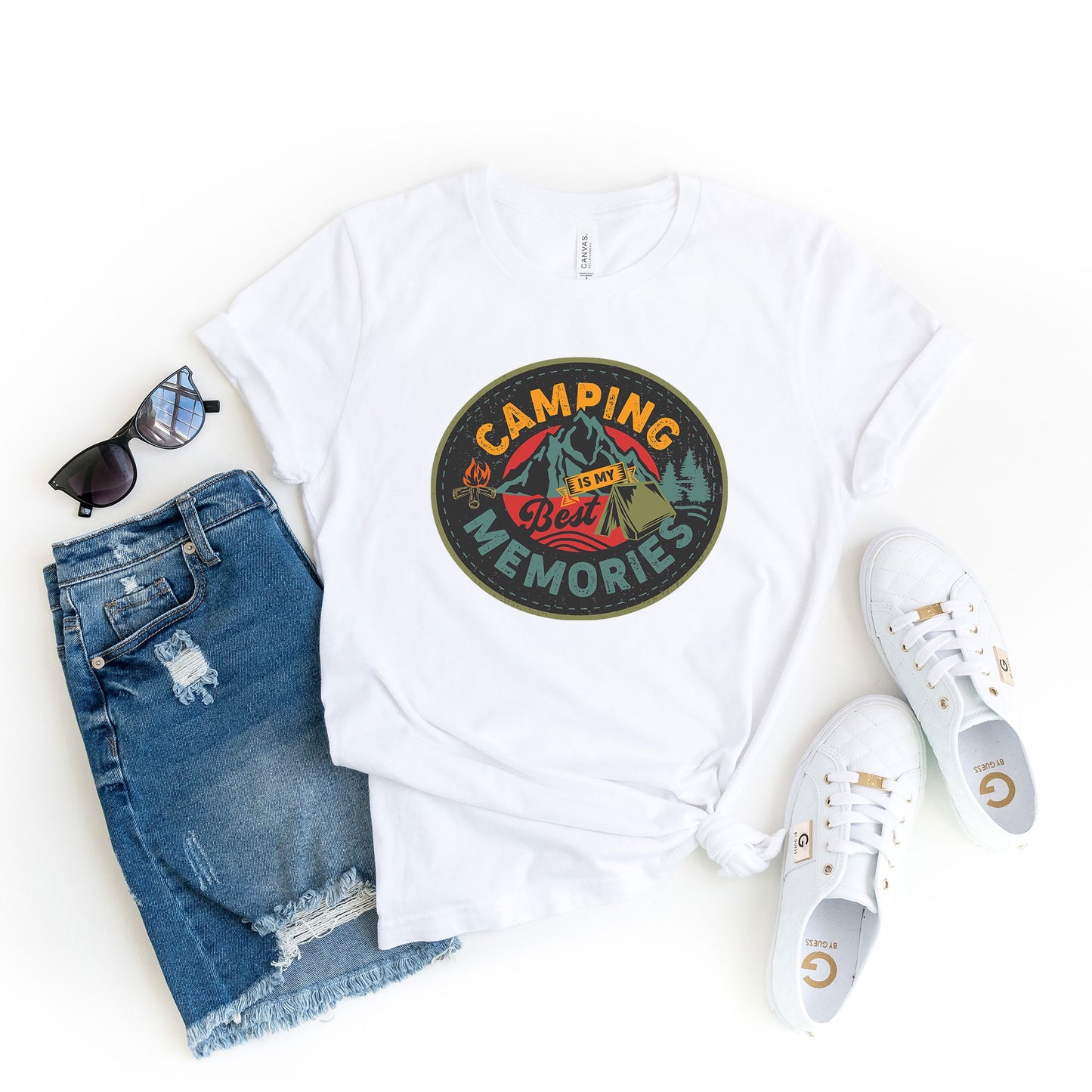 Camping Is My Best Memories Badge | Short Sleeve Crew Neck