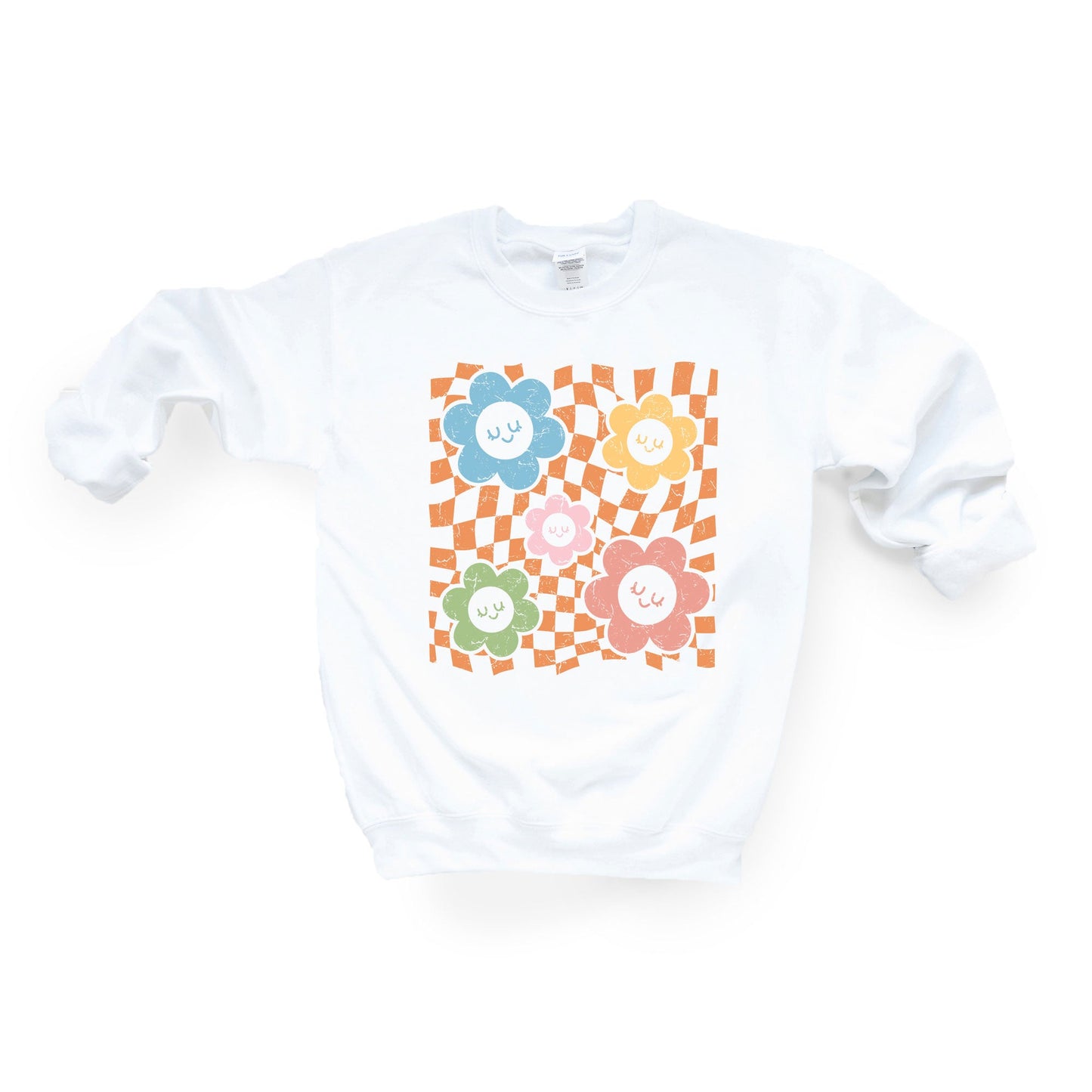 Checkered Flowers and Smiley | Sweatshirt