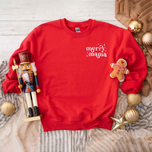 Whimsical Merry Mama |  Embroidered Sweatshirt