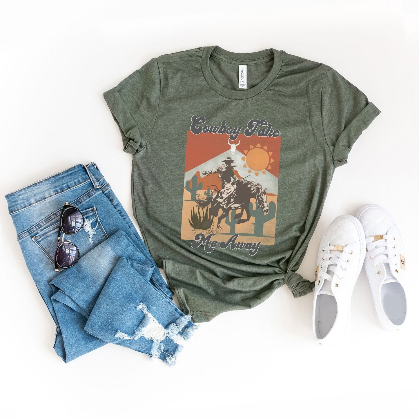 Vintage Cowboy Take Me Away | Short Sleeve Crew Neck