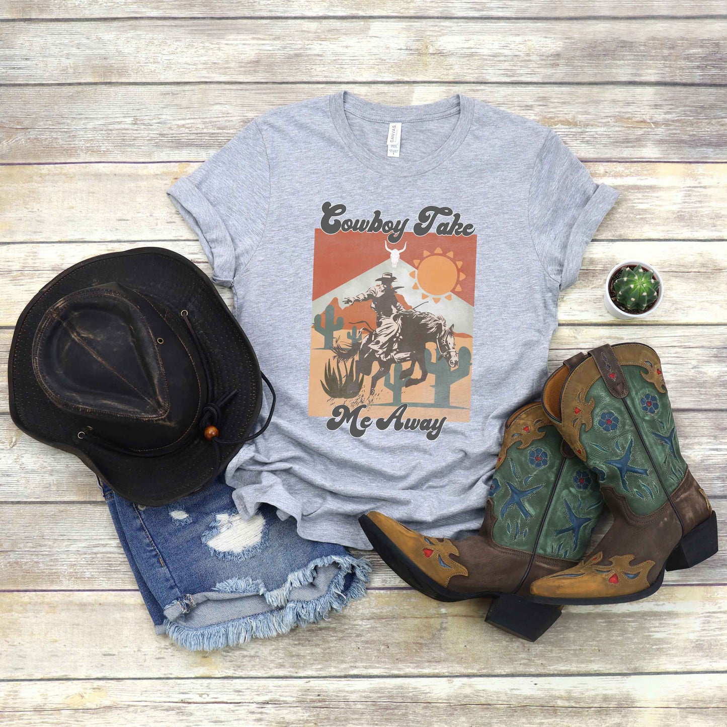 Vintage Cowboy Take Me Away | Short Sleeve Crew Neck