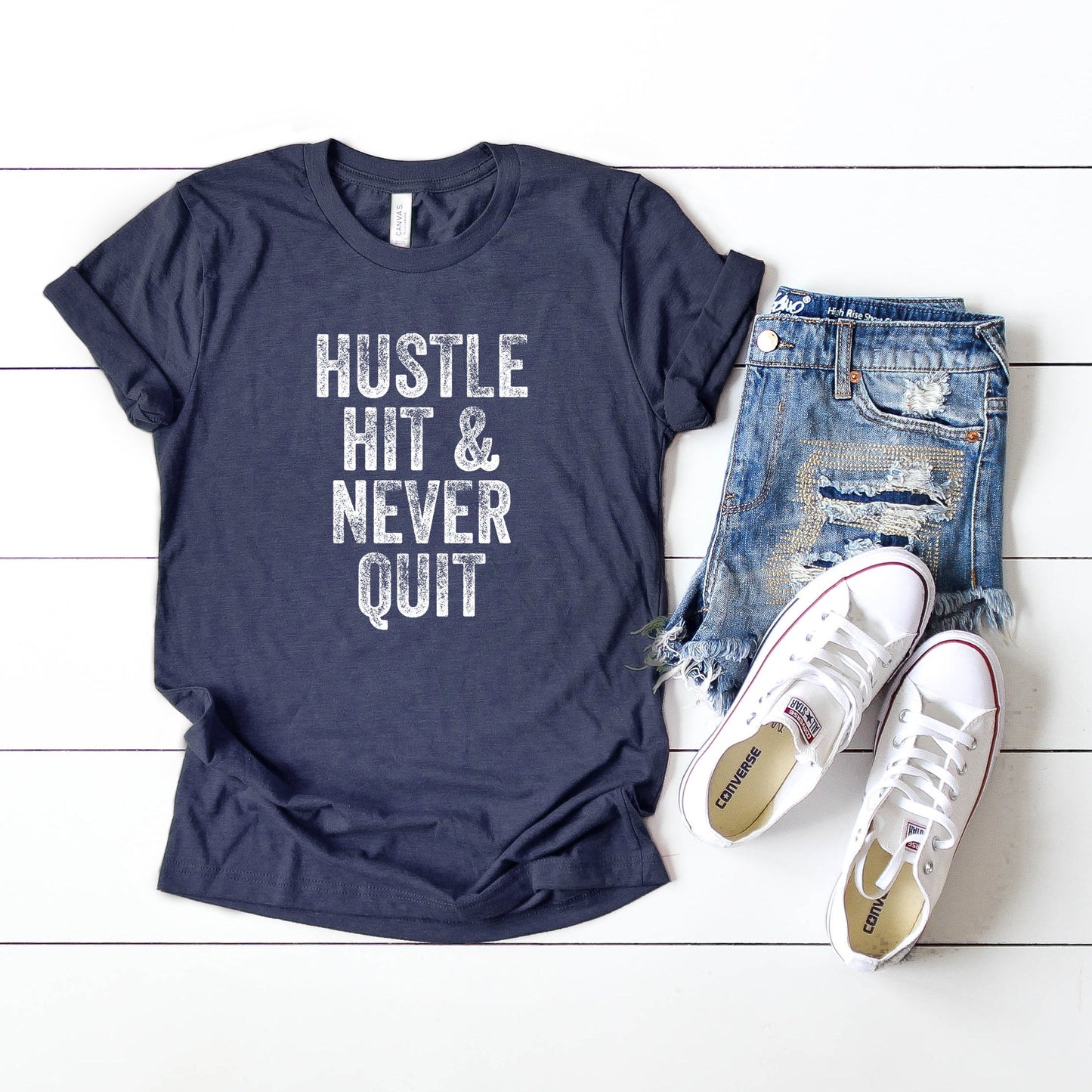 Hustle Hit and Never Quit  | Short Sleeve Crew Neck