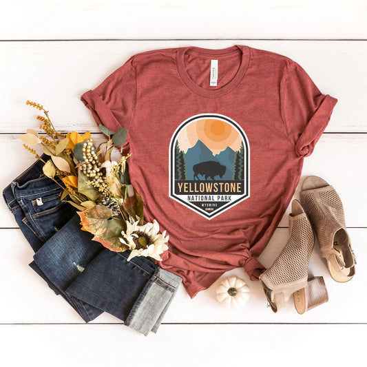 Yellowstone National Park Badge | Short Sleeve Crew Neck